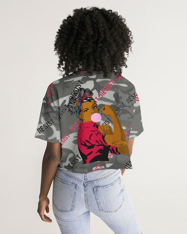 Resist gray camouflage Women's Lounge Cropped Tee