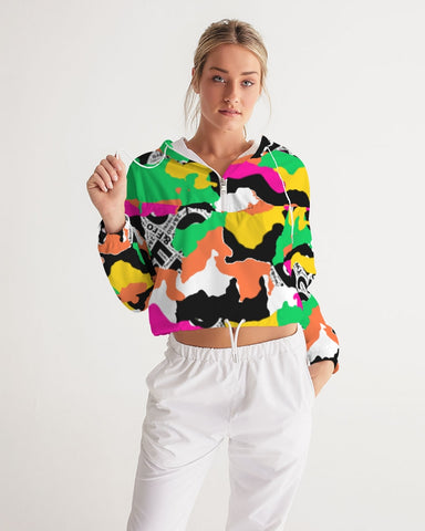 ™️ Neon 2&Fro Camo Women's Cropped Windbreaker