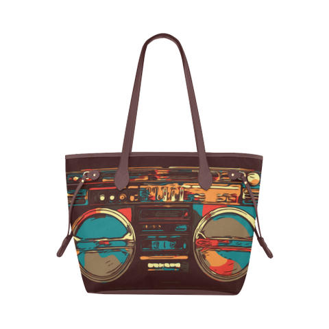 Retro BoomBox Teal/Gold tote