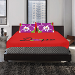 Dope Red African Violet 3-Piece Bedding Set