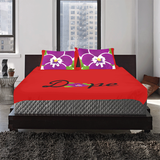 Dope Red African Violet 3-Piece Bedding Set